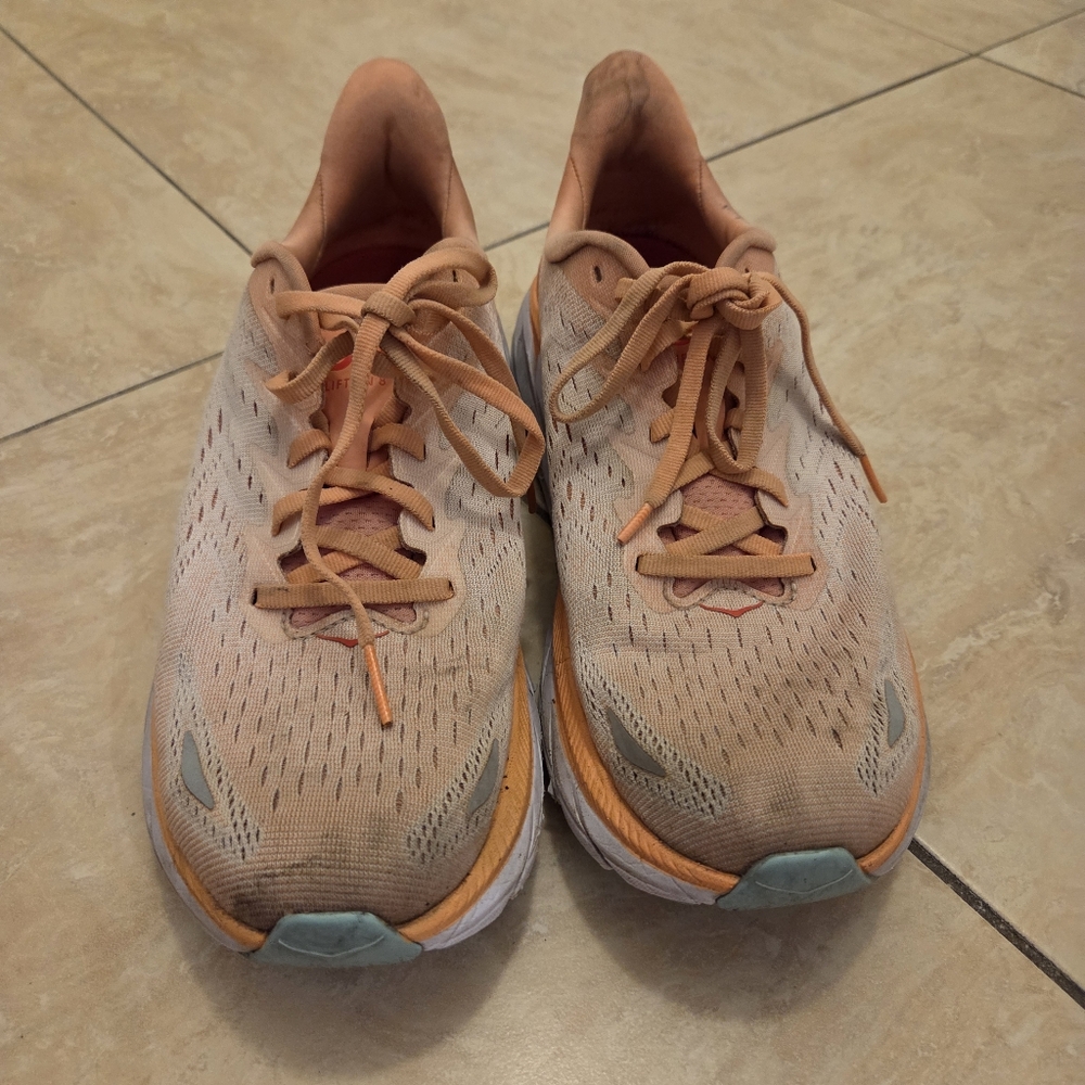 Hoka One One Brand women's size 9.5 running walking sneakers shoes pink peach